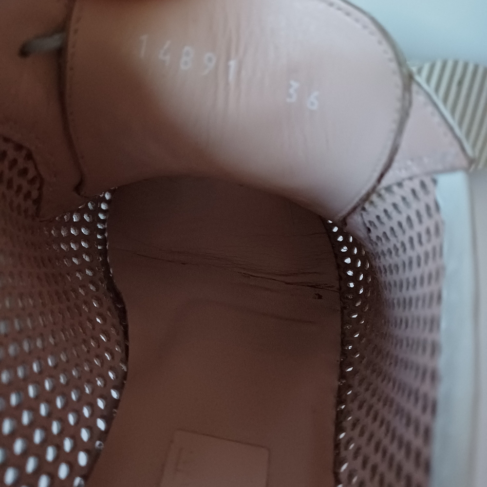 Pertini Spain White and Gray Perforated Leather Lace Oxfords Size EU 36/US 5.5-6 - Picture 6 of 6